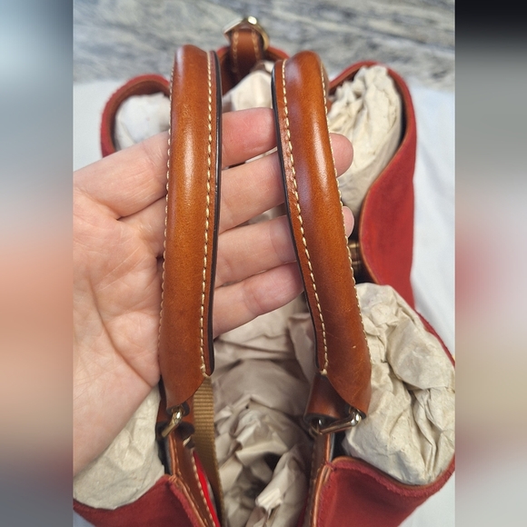Dooney & Bourke Red Suede Satchel - Picture 7 of 13